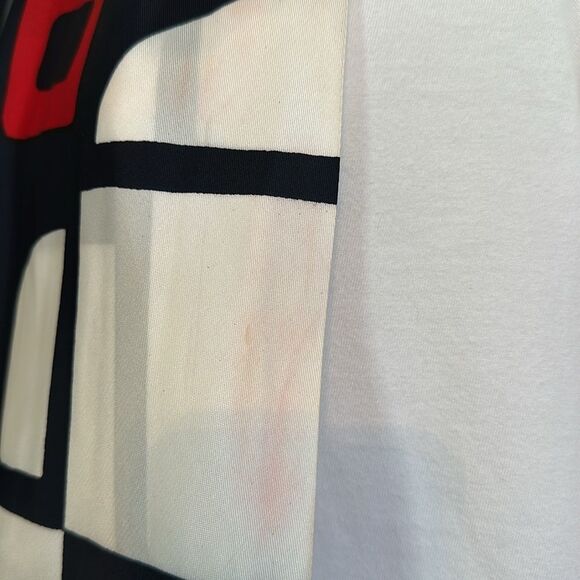 Vintage mid century mod red, white & blue long polyester scarf - Picture 5 of 9